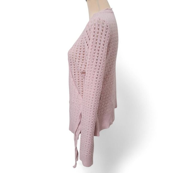 SO Size XL Juniors Light Pink Pointelle Wrap Front Sweater, NEW With Tag - Picture 5 of 16